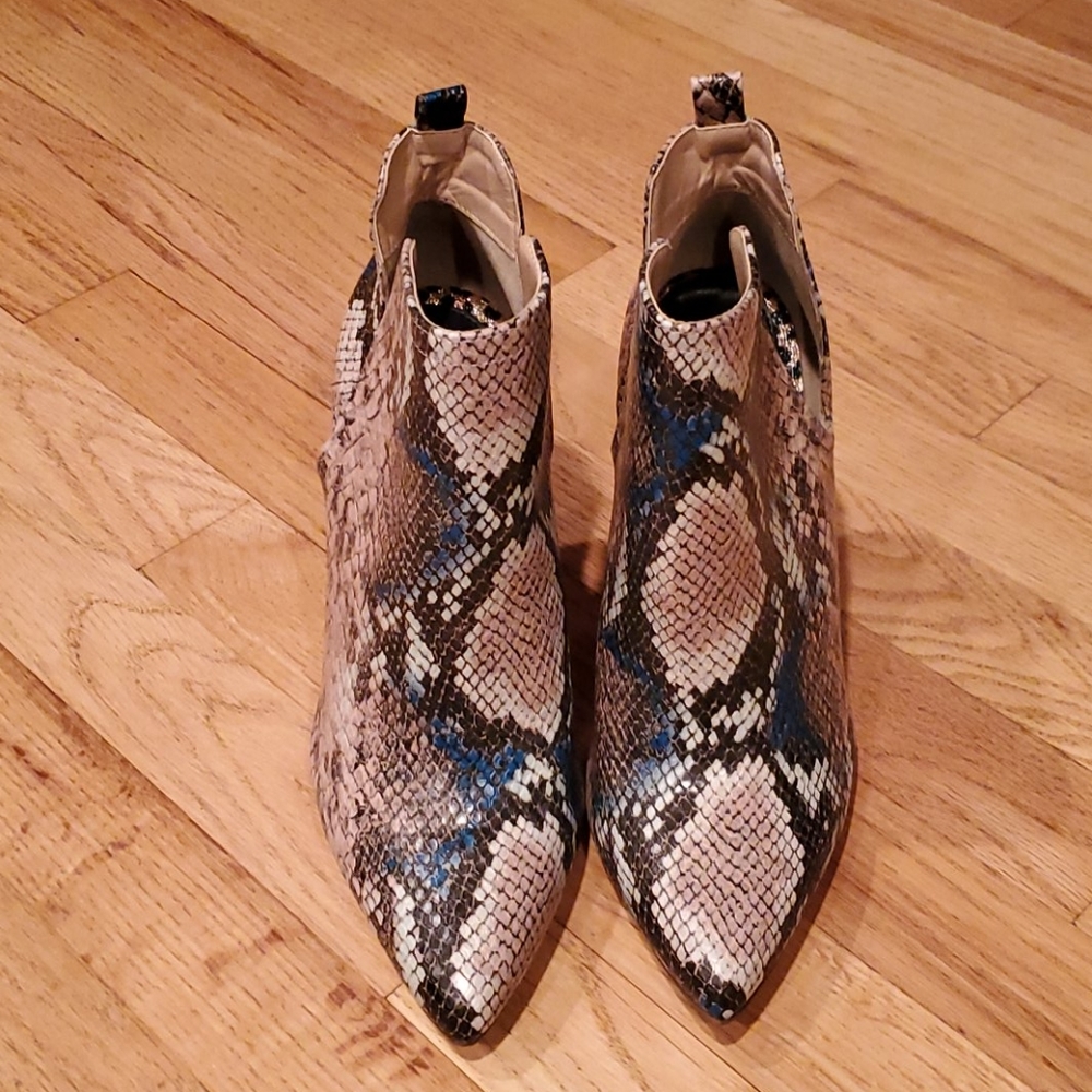 Faux Snake Skin Block Heels